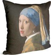 Meisje met de parel, Johannes Vermeer - Foto op Sierkussen - 60 x 60 cm