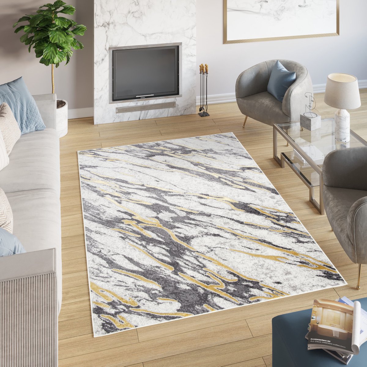 Tapiso Shine Vloerkleed Modern Abstract Woonkamer Tapijt Maat- 80x150 Grijs