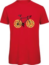 Pizza Bike - Pizza T-Shirt Heren - Katoen