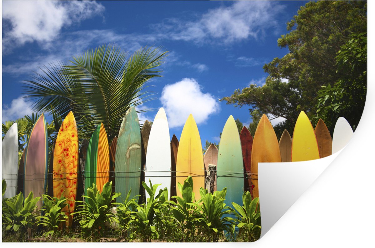 Muurstickers - Sticker Folie - Een surfplank-omheining in Hawaï - 60x40 cm - Plakfolie - M