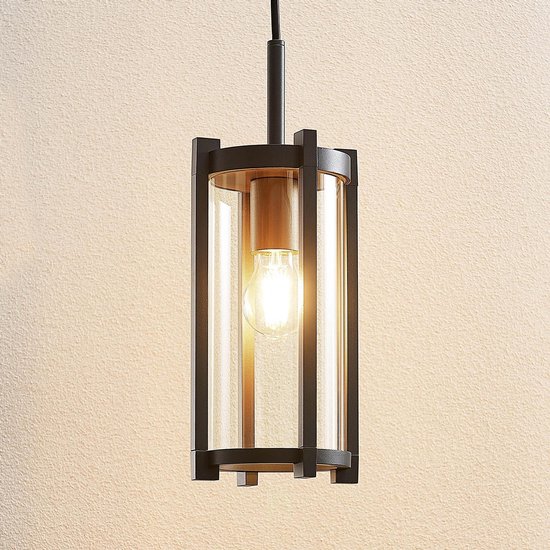 Lucande - Hanglampen buiten - 1licht - drukgegoten aluminium, glas - H: 29.5 cm - E27 - grafiet