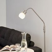 Lindby - LED vloerlamp - 1licht - metaal, glas - H: 162 cm - E14 - mat nikkel, opaalwit - A+ - Inclusief lichtbron