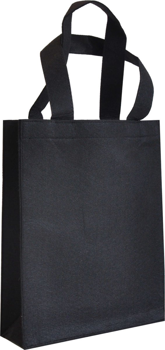 Vilten tas - 10 stuks - Zwart - 26 x 32 x 9 cm - Vilten shopper - Vilt tassen shopper - Boodschappentas