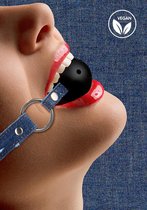 Breathable Ball Gag - With Roughend Denim Straps - Blue - Bondage Toys - Gags