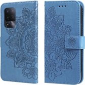 Voor OPPO A94 5G/F19 Pro+/Reno5 Z 5G 7-bloemblaadje Bloemen Embossing Patroon Horizontale Flip PU-lederen hoes met houder & kaartsleuven & portemonnee & fotolijst (blauw)