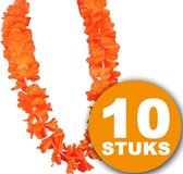 Oranje Feestkleding | 10 stuks Oranje Krans Hawai De-Luxe | Oranje Feestartikelen | Feestkleding EK/WK Voetbal | Oranje Versiering Versierpakket Nederlands Elftal Oranjepakket