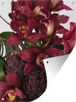 Tuinschilderij Rode orchideeën met een witte achtergrond - 60x80 cm - Tuinposter - Tuindoek - Buitenposter