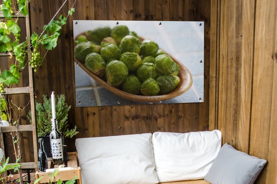 Affiche de jardin Choux de Bruxelles dans un bol en vrac 120x80 cm - Toile de jardin / Toile d'extérieur / Peintures pour l'extérieur (décoration de jardin)