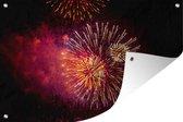 Tuindecoratie Vuurwerk tijdens nieuwjaar - 60x40 cm - Tuinposter - Tuindoek - Buitenposter