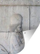 Tuin decoratie Een oude krijger van het Perzische Rijk gegraveerd in de muur - 30x40 cm - Tuindoek - Buitenposter