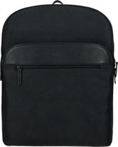 Sacha - Zwarte leren rugzak met laptopsleeve