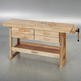 Établi en bois avec quatre tiroirs