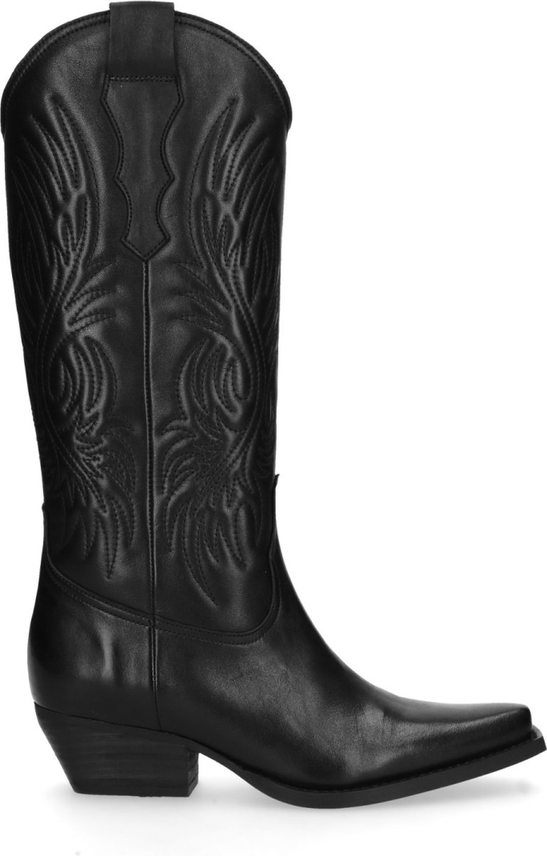 Sacha - Dames - Zwarte leren cowboylaarzen - Maat 38