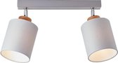 BRILLIANT lamp, Vonnie spot bar 2-vlams grijs/hout, metaal/hout/textiel, 2x A60, E27, 25W, normale lampen (niet meegeleverd), A++