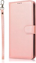 Samsung Galaxy A51 Bookcase hoesje 2 in 1 met koord - Back Cover Magneetsluiting Pasjeshouder Kunstleer Flipcase Hoesje - Samsung Galaxy A51 - Rose Goud