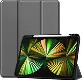 iPad Pro 2021 Hoes 12,9 inch Book Case Hoesje Hard Cover - Met Uitsparing Voor Apple Pencil - Grijs