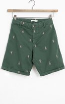 Sissy-Boy - Groene chino shorts met all over kreeft embroidery