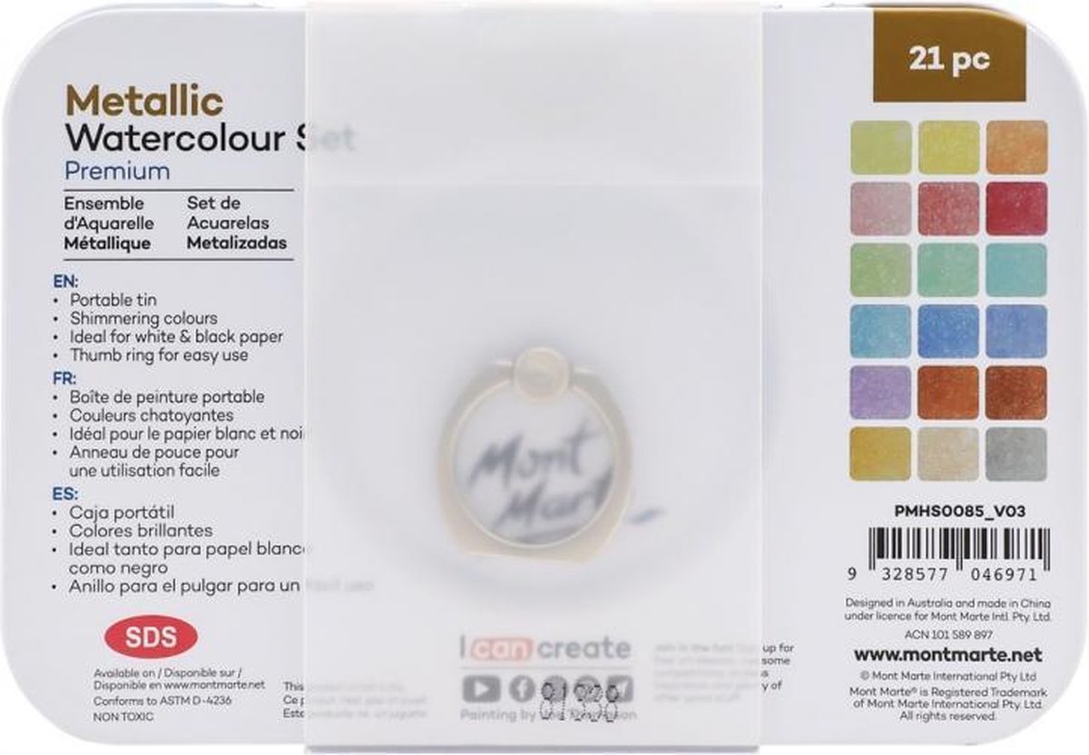 Mont Marte Watercolor Pencils Set – 36 Pieces in a Precious Metal Box – Ideal for Creative Painting and Watercolor Painting – Large Choice of Colours – Perfect for Beginners, Professionals and