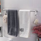 Handdoekrek - Handdoekhouder 2 Haken - Badkamer - Keuken - Zonder Boren - Handdoekstang - Muur - Handdoeken rek stang