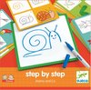 Afbeelding van het spelletje Djeco - Tekenset - Step by Step Animal&co