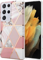 ShieldCase Pink Pattern Samsung S21 Ultra hoesje - roze