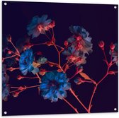 Tuinposter – Takje met Witte Bloemen - 100x100cm Foto op Tuinposter  (wanddecoratie voor buiten en binnen)