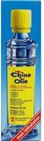 Flesje China Olie met gele dop en rode "met inhalator" band. Netto inhoud 25 ml.