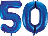 Blauwe folie ballonnen cijfer 50.