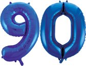 Blauwe folie ballonnen cijfer 90.