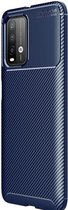 Xiaomi Redmi 9T Hoesje Siliconen Carbon TPU Back Cover Blauw