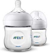 Philips Avent Natural babyfles – SCF030/27 babyfles (0m+) voor langzame toevoer – 2 stuks