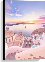 Canvas  - Uitzicht op Zee in Santorini, Griekenland - 40x60cm Foto op Canvas Schilderij (Wanddecoratie op Canvas)