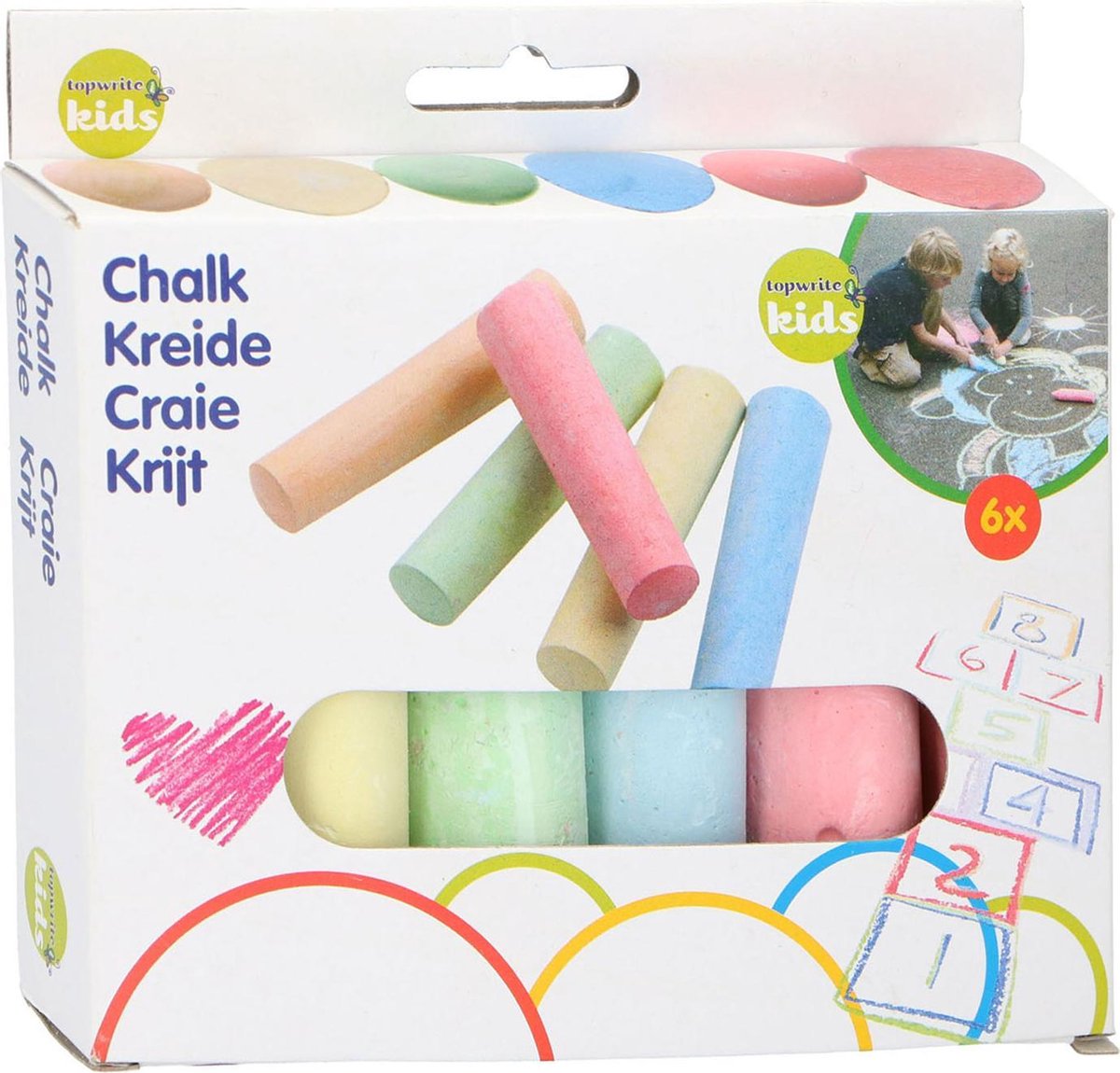 Eddy Toys Topwrite Stoepkrijt voor Buiten - Krijt Set - 6 stuks — afbeelding 6