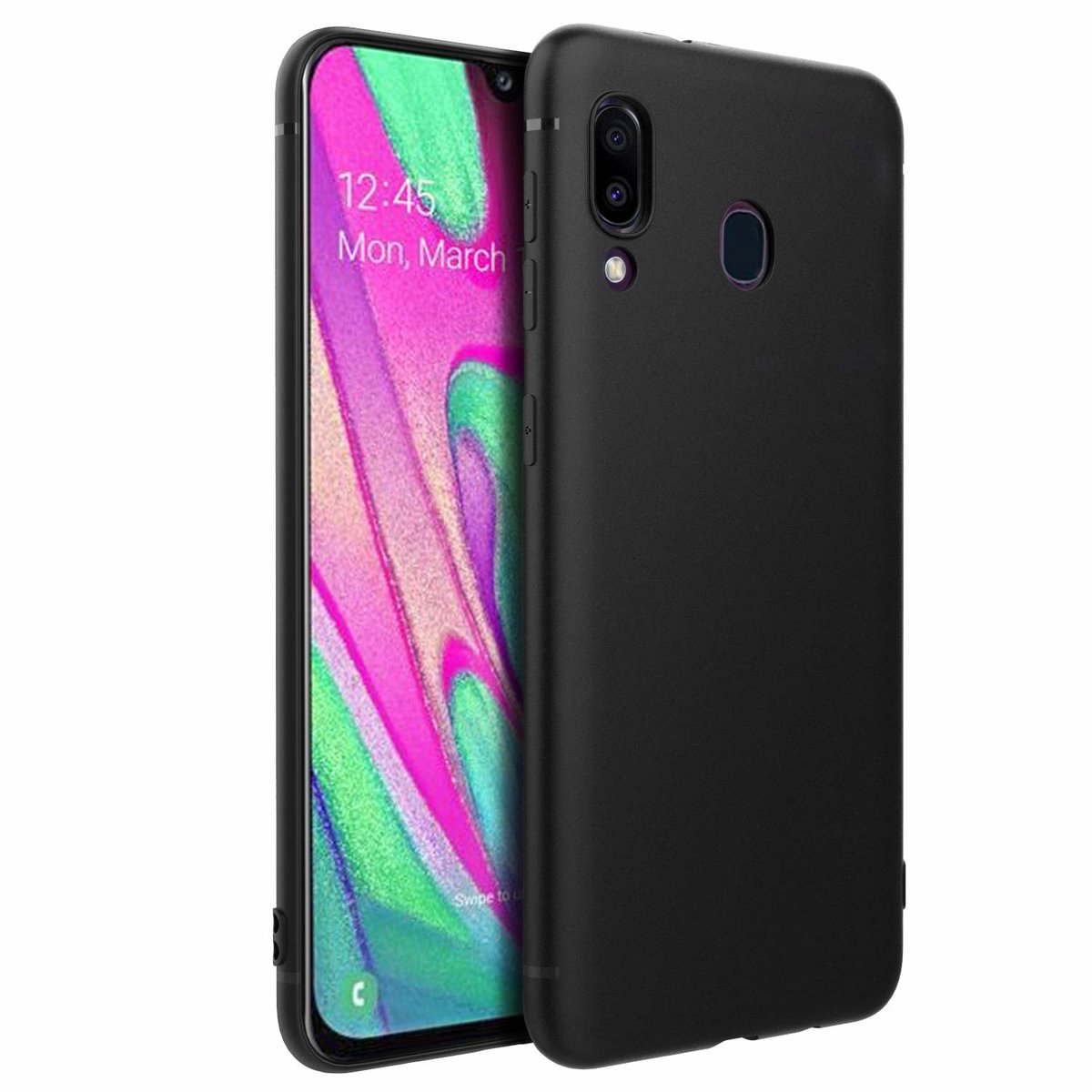 Hoesje Siliconen Hoesje Flexibel TPU Case Samsung Galaxy A40 - Zwart - van Bixb
