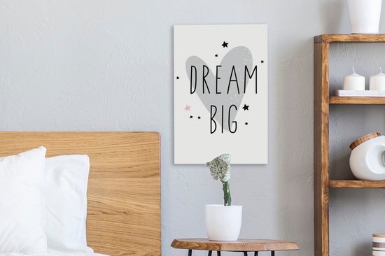 Peintures sur toile - illustration faite à la main d'un coeur avec le texte dream big - 20x30 cm - Décoration murale