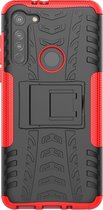 Motorola Moto G8 Hoesje - Mobigear - Tire Serie - Hard Kunststof Backcover - Zwart / Rood - Hoesje Geschikt Voor Motorola Moto G8