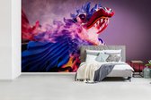 Behang - Fotobehang Kunstwerk van een draak die rook blaast - Breedte 500 cm x hoogte 280 cm