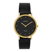 OOZOO Vintage series - Gouden horloge met zwarte metalen mesh armband - C20058 - Ø34