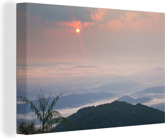 Canvas schilderij 140x90 cm - Wanddecoratie Een zonsopgang boven het Nationaal park Khao Khitchakut in Thailand - Muurdecoratie woonkamer - Slaapkamer decoratie - Kamer accessoires - Schilderijen