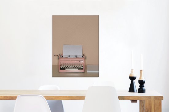Toile de machine à écrire rose ancienne 2cm 60x80 cm - Tirage photo sur toile (Décoration murale salon / chambre)