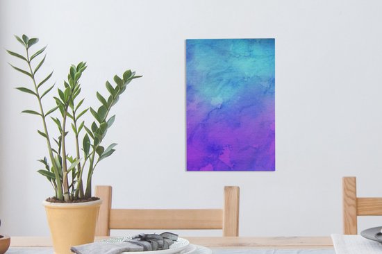 Œuvre abstraite à l'aquarelle aux couleurs violettes et bleues 20x30 cm - petit - Tirage photo sur toile (Décoration murale salon / chambre)