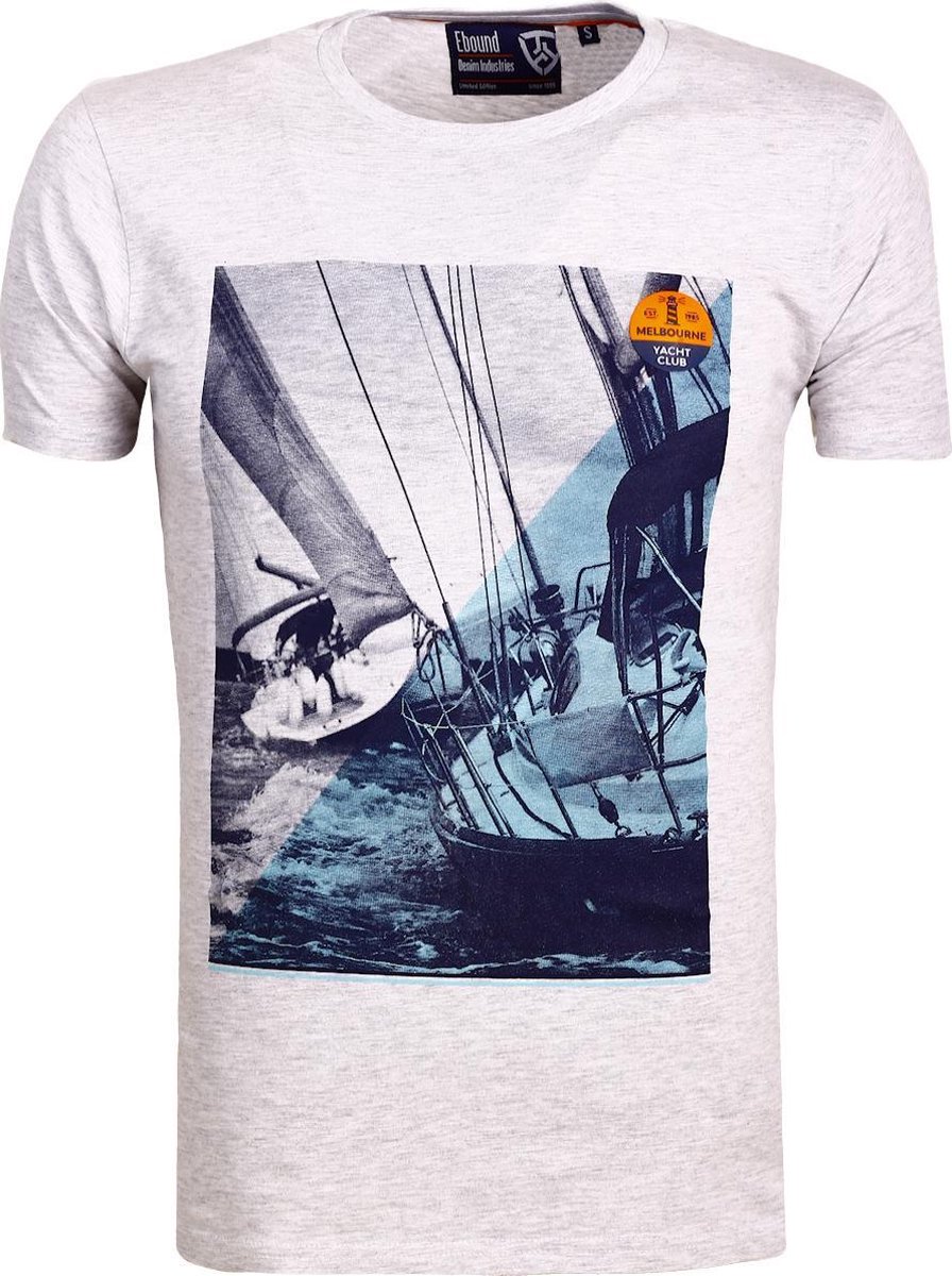 E-bound Bio T-shirt Ronde Hals Melbourne Yacht Club Grijs - XXL