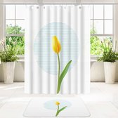 Su.B.dgn Designer Douchegordijnen Set 120x180 met Badkamer Vloer Mat  40x60 Polyester Waterproof Mat | Tulp Geel
