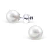 Aramat jewels ® - Zilveren pareloorbellen wit 925 zilver parel 6mm