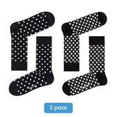 Happy Socks Black & White| 2 paar / 2-pack|Zwart en Wit | Maat 41-46 –Black en White Heren Edition – 2 paar Happy Socks | Plus en Dot Sok