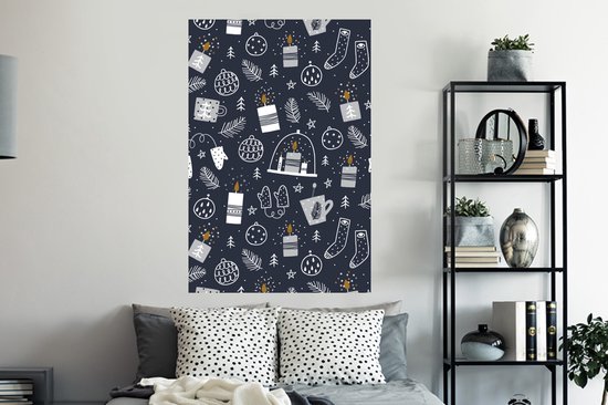 Sticker Muursticker Motif chambre d'enfant - Motif enfant avec bougies et autres trucs d'hiver - 80x120 cm - film adhésif autocollant - sticker mural repositionnable