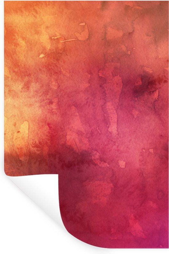 Muurstickers - Sticker Folie - Waterverf - Geel - Oranje - Rood - 80x120 cm - Plakfolie - Muurstickers Kinderkamer - Zelfklevend Behang - Zelfklevend behangpapier - Stickerfolie