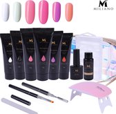 Miliano 15 delige Polygel Kit - Polygel Nagels Starterspakket - Gellak Starterspakket - Acryl Nagels Starterspakket - 6 Kleuren - Limited Edition - Incl. UV LED Lamp en Opberg Etui