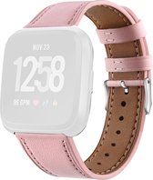 By Qubix geschikt voor Fitbit Versa 1 - 2 & Lite leren bandje - Oudroze Smartwatchbandje bandje Armband Polsband Strap Band Watchband