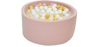 Ballenbak Roze 90x40 met 250 ballen Wit, Transparant, Beige